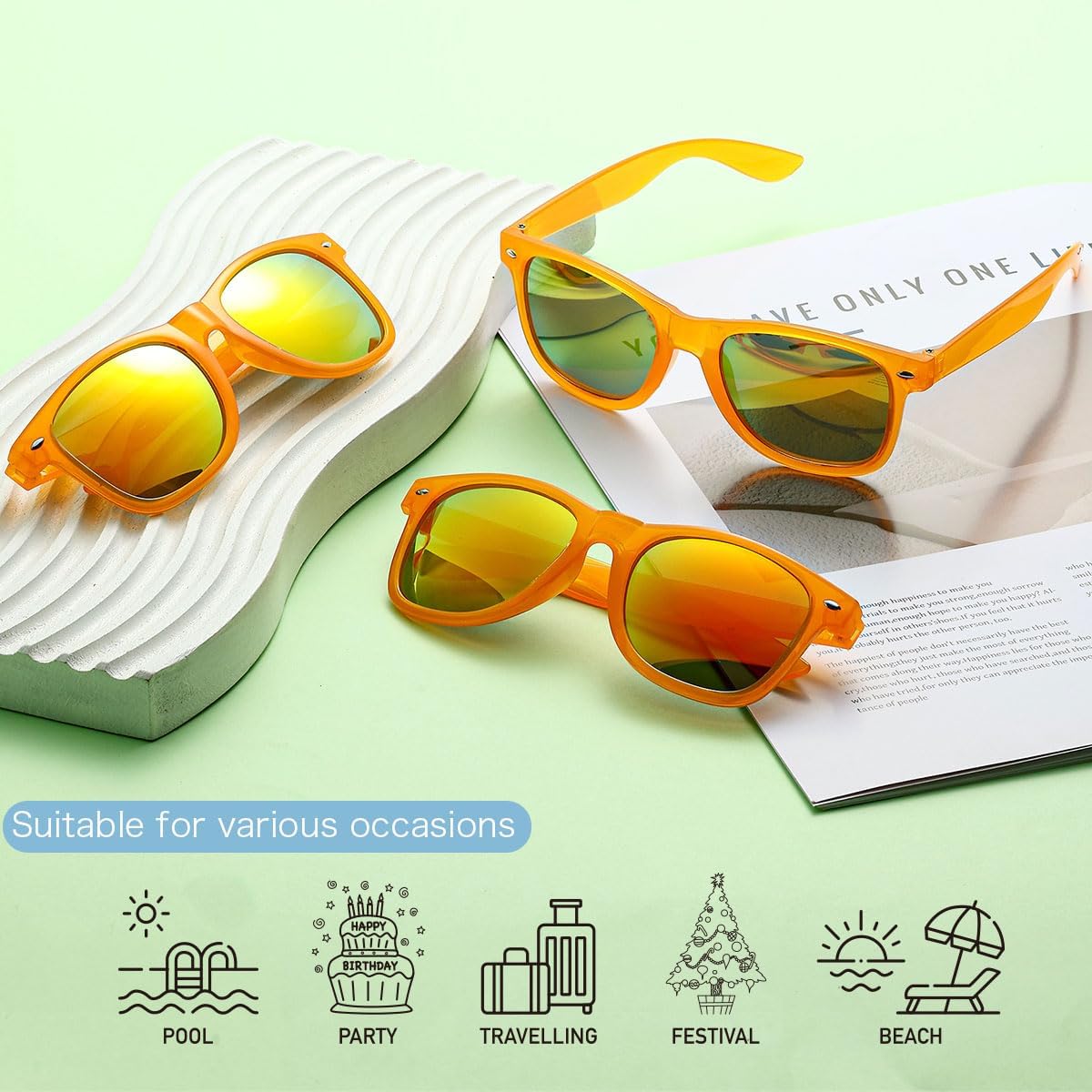 Party Sunglasses Bulk - Adult Retro Plastic Pack of 12 Vintage Sunglasses for Men Women - Party Favors