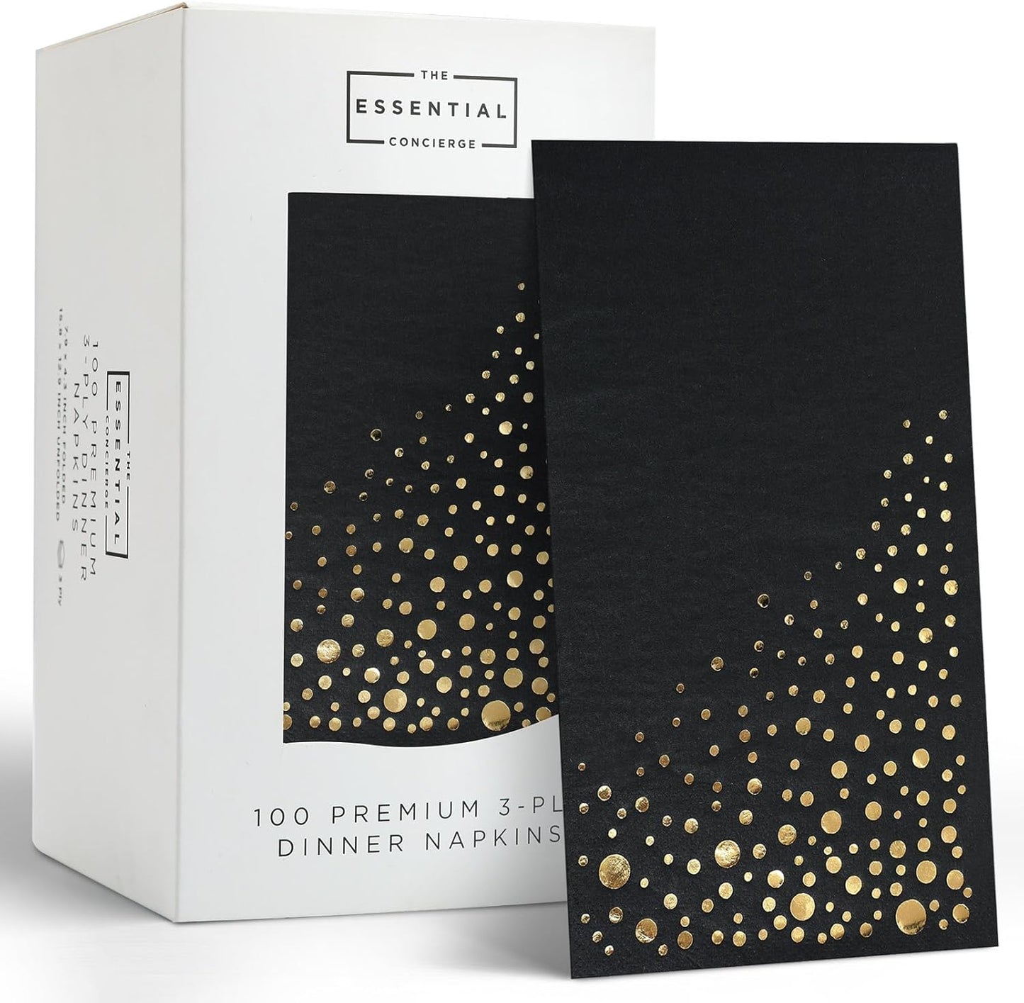 Stylish Gold Dinner Napkins, 100 White and Gold Napkins, Disposable Party Napkins, 7.5x4.25 Inch Wedding Napkins for Reception, 3-Ply Dinner Napkins, Disposable Napkins for Party, Gold Paper Napkins