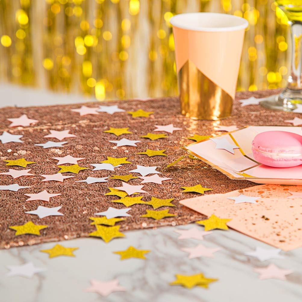 MOWO Glitter Five Stars Confetti Wedding Party Decor and Table Decor, 1.2’’ in Diameter (Glitter Gold,200pc)