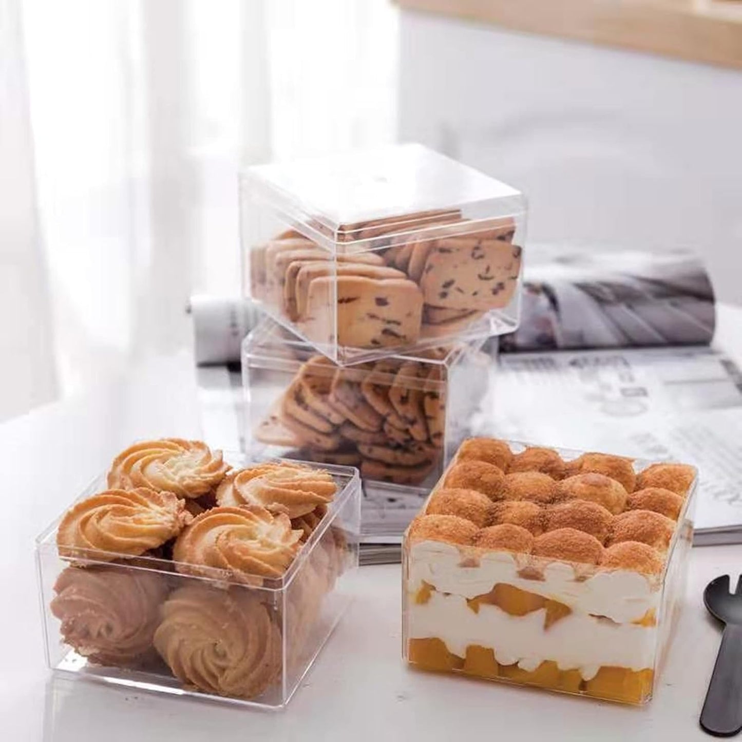 KissYou Acrylic Box Clear Boxes with Lid 12 Packs Small Candy Box Display Square Cube Wedding Graduation Party Decorations Jewlry Gift Box