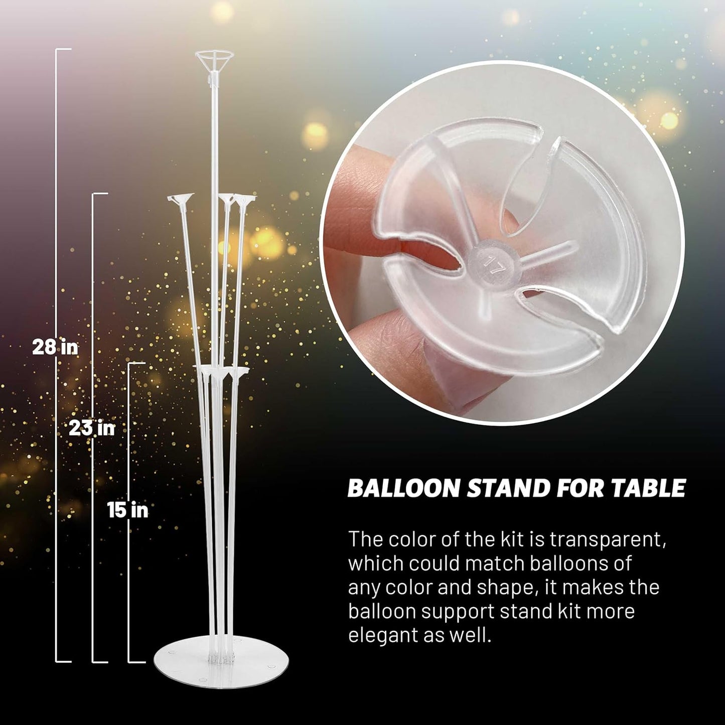 JOYYPOP 4 Sets Balloon Stand Kit For Table, Balloon Sticks with Base Birthday Graduation Party Decorations Wedding