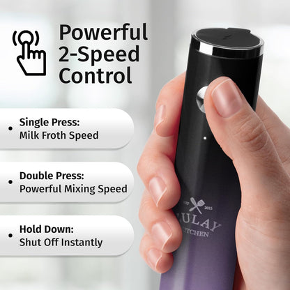 Zulay Kitchen Powerful Milk Frother Wand With Duracell Batteries - Ultra Fast Handheld Drink Mixer - Electric Whisk Foam Maker for Coffee, Lattes, Cappuccino & Matcha - Z1 Motor - Black - Colors A