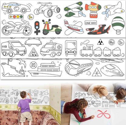 2PCS Children's Drawing Roll, Coloring Paper Roll for Kids Gift, 120 * 11.8 Inches DIY Painting Drawing Paper Roll, Sticky Drawing Paper Roll, Early Educational Toys for Kids (Animal World)