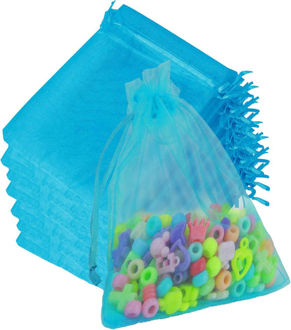Organza Bags, Organza Bags 5 x 7 Inch, 50 Pcs White Sheer Party Favor Mesh Bag with Drawstring, Small Jewelry Gift Candy Bag for Wedding Christmas Birthday Halloween Graduation Party Favors Supplies