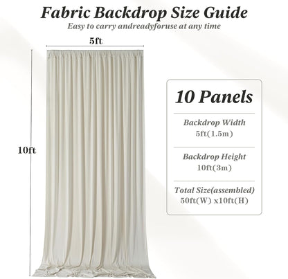 10 ft x 10 ft Wrinkle Free White Backdrop Curtains for Wedding Parties, Polyester Photography Backdrop Drapes for Birthday Parties Stage Backdrop Stand, 2 Panels 5x10FT Background Curtains