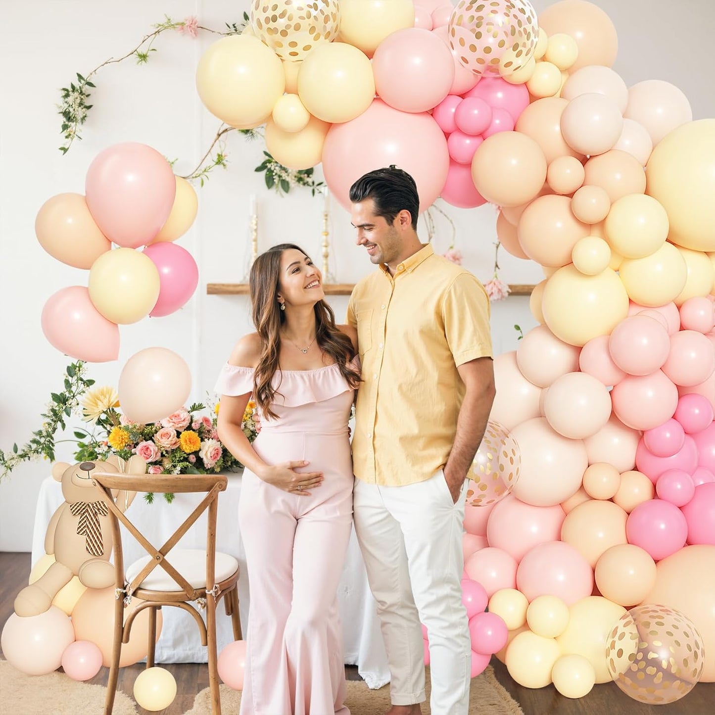 Amandir 153pcs Purple Blue Pink Balloon Garland Arch Kit, Different Sizes 18 12 10 5 inch Teal Yellow Latex Metallic Confetti Balloons for Magic Birthday Engagement Party Decoration