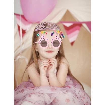 YARIEW 3rd Birthday Decorations, 3rd Glitter Purple Sash and Crown Kit with Happy Birthday Sunglasses, Tiara Princess Crown and Sash Party Outfit Accessory