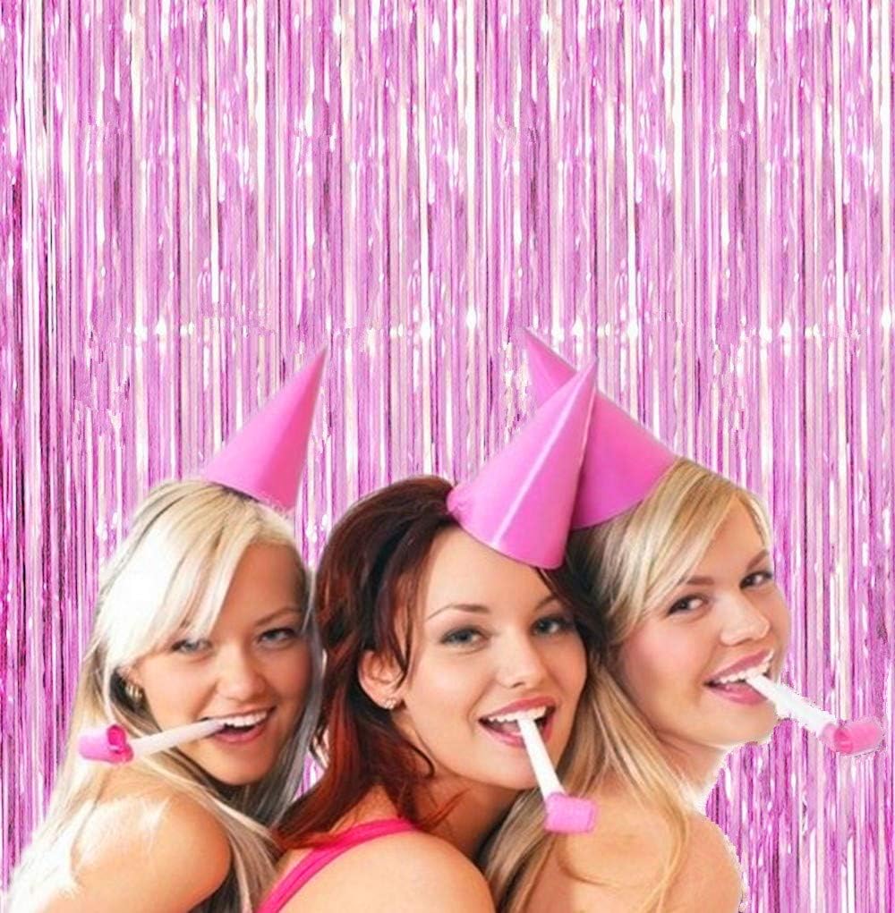i-CHONY 2 Pcs 3.2ft x 8.2ft Champagne Gold Metallic Tinsel Foil Fringe Curtains Photo Booth Backdrop for Baby Shower Birthday Wedding Holiday Celebration Bachelorette Party Decorations