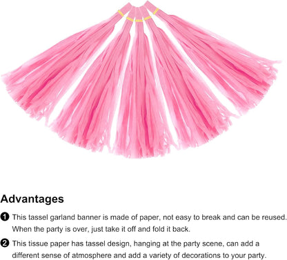 MECCANIXITY 15Pcs Light Blue Tassel Garland Banner with Rope Tissue Paper Tassels Party DIY Kits for Anniversary Wedding Birthday Party