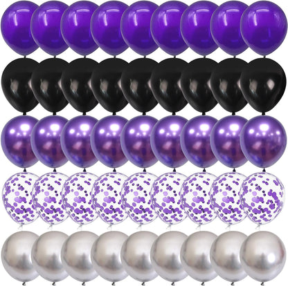 Pink Blue Purple Balloon, 60 Pcs 12 Inches Hot Pink Metallic Purple Teal Yellow Balloons Confetti Balloons for Kids Magic Theme Birthday Decoration Baby Shower Girls Music Party Supplies