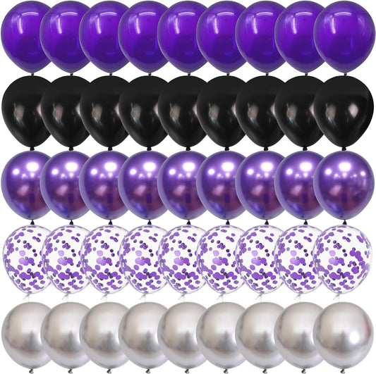 Pink Blue Purple Balloon, 60 Pcs 12 Inches Hot Pink Metallic Purple Teal Yellow Balloons Confetti Balloons for Kids Magic Theme Birthday Decoration Baby Shower Girls Music Party Supplies