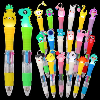 CZWZ 20Pcs Mini Multicolor Pens in One 4-in-1 Cute Pens Bulk for Kids, Fun Kawaii Ballpoint Pens for Birthdays and Children's Party Favors Gifts Teacher School Supplies