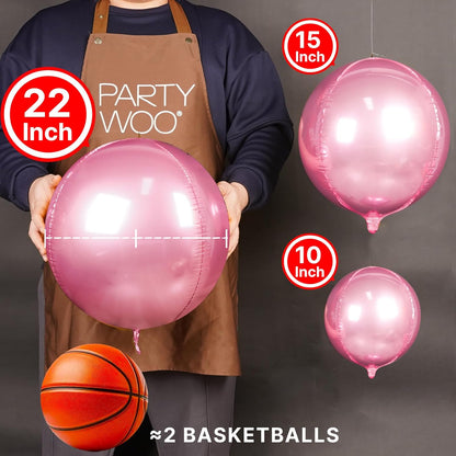 PartyWoo Metallic Gold Foil Balloons 20pcs Different Sizes Pack of 22 15 10 Inch Large Round Foil 4D Inflatable Mirror Ball Mylar Balloons for Graduation Birthday Baby Shower Party Decorations