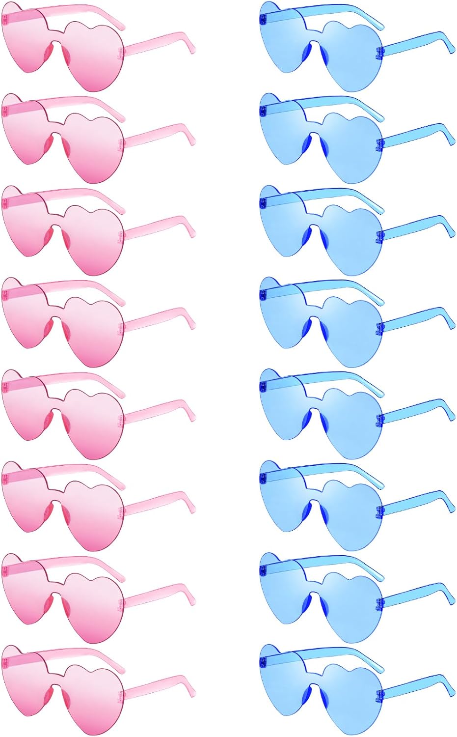 Matcheck 16 Heart Shaped Rimless Sunglasses Transparent Candy Colored Glasses Frameless Party Eyewear for Women