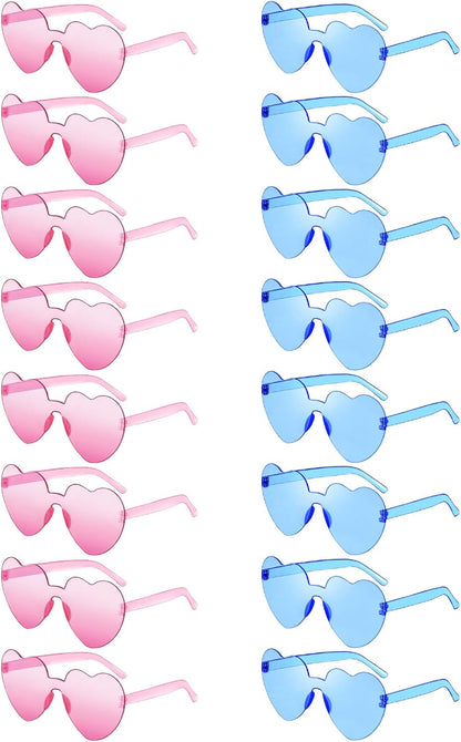 Matcheck 16 Heart Shaped Rimless Sunglasses Transparent Candy Colored Glasses Frameless Party Eyewear for Women
