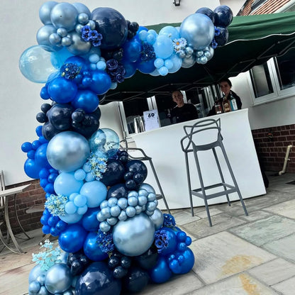 Navy Blue Gold Balloons Garland Kit, 120 pcs Navy and Gold Confetti White Balloons Arch for Graduation Birthday Party Baby Shower DIY Decoration