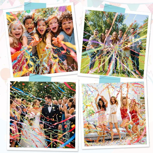 No Mess Streamers,16 Pack Hand Throw Streamers Colorful Party Streamer Poppers No Mess Confetti Poppers Party Poppers for Graduation Birthday Wedding Retirement Celebrations Baby Shower Party Favors