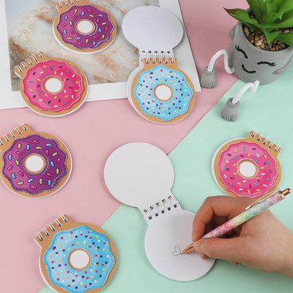24 Pcs Mini Spiral Notebook Cute Donut Notebook Birthday Notepad Kawaii Donut Memo Pad Notebooks for Kids Party Favors Goodie Bag Stuffers, 3.34x3.74 Inch