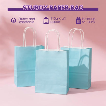 32 Pack Paper Gift Bags with Handles, 5.8"×3.2"×8.25" Party Favor Bags, Gift Bags, Small Gift Bags with Handles, Party Bags, Small Goodie Bags Bulk for Birthday, Crafts, Wedding, Party Supplies (8 Colors)
