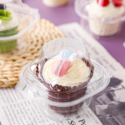 NPLUX 60 Pack Individual Cupcake Containers Plastic Cupcake Boxes Cupcake Holders Stackable Deep Dome Cupcake Carrier