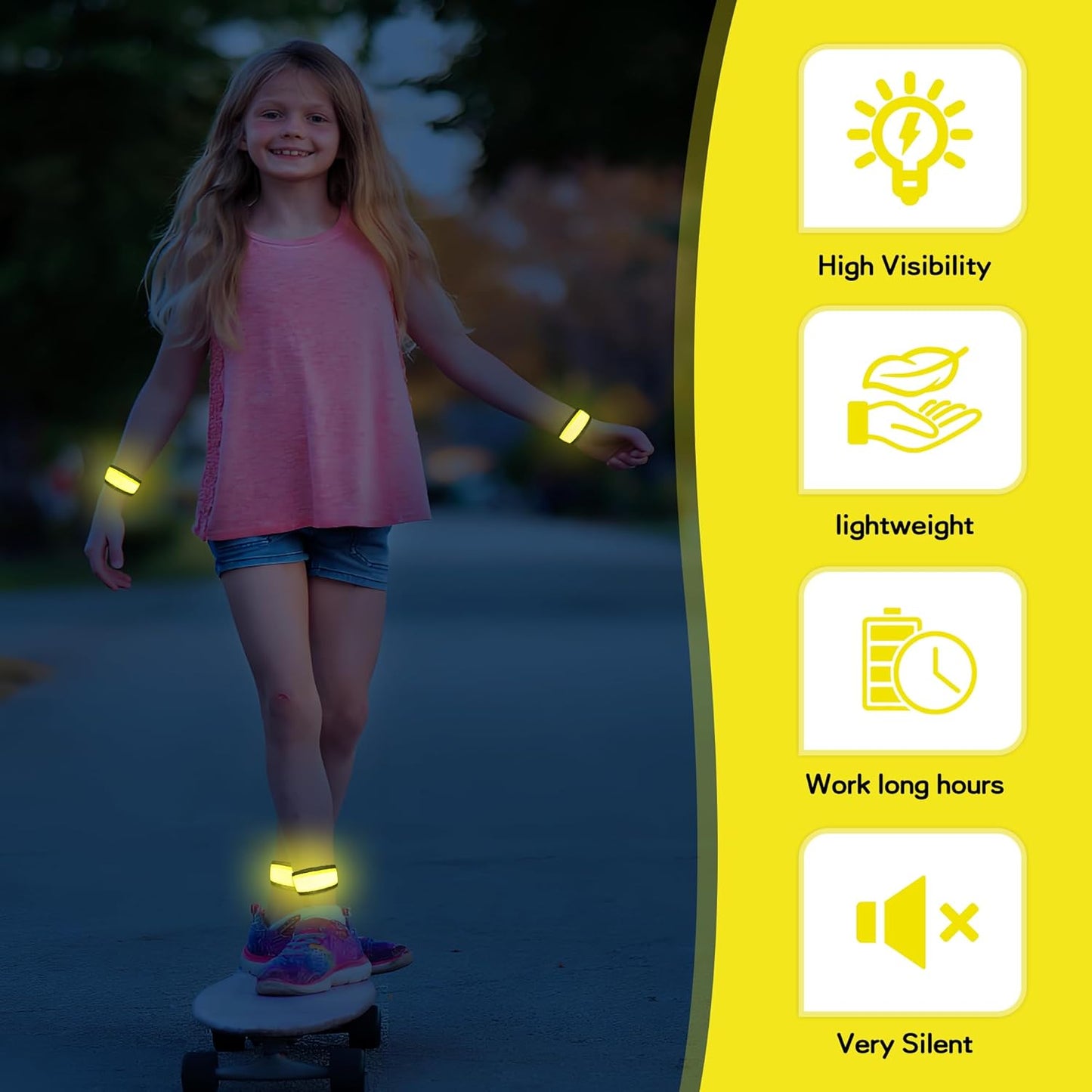 esonstyle 6 PCS LED Glow Bracelets, Night Safety Light Up Bracelets for Kids - Glow in The Dark Party Favors for Halloween, Christmas, Concerts, Festivals, Sports, Camping, Green