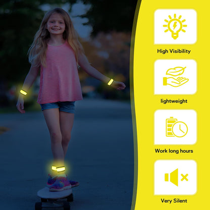 esonstyle 6 PCS LED Glow Bracelets, Night Safety Light Up Bracelets for Kids - Glow in The Dark Party Favors for Halloween, Christmas, Concerts, Festivals, Sports, Camping, Green