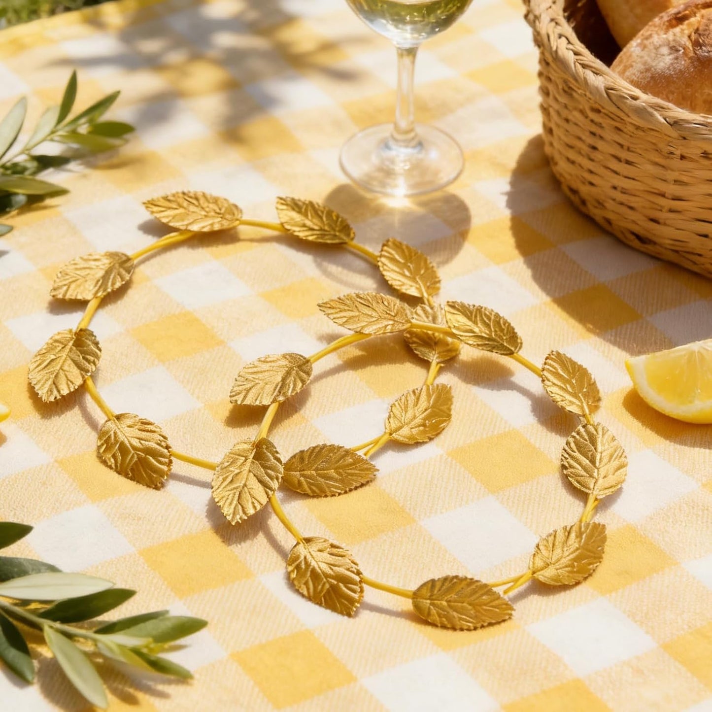 Hoypeyfiy 12 Pcs Gold Laurel Crown Wreath Headbands, Greek Goddess Roman Leaf Headpiece for Toga Party, Halloween Cosplay, Wedding, Prom, Festival Costume Accessories