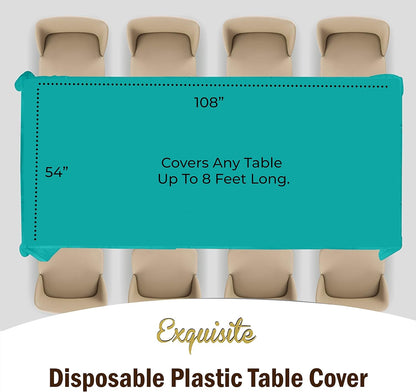 Exquisite Party Solids 6-Pack Premium Plastic Tablecloth 54in. x 108in. Rectangle Plastic Table Cover - Navy