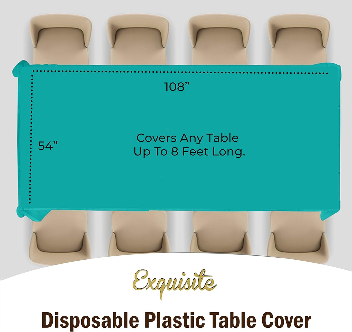 12-Pack Premium Plastic Tablecloth 54in. x 108in. Rectangle Table Cover - Dark Blue - Colors A