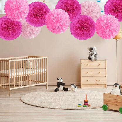 16PCS Pastel Paper Tissue Pom Poms Decoration Macaron Rainbow Candy Ice Cream Easter Paper Flower Balls Wall Hanging Decor for Birthday Wedding Spring Pastel Decoration