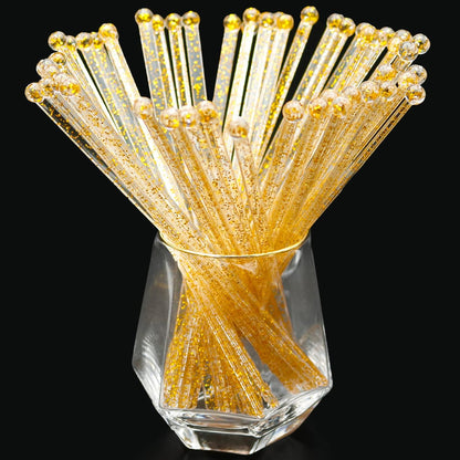 hapray 100-PCS 5 Colol Plastic Swizzle Sticks, Crystal Cake Pops, Cocktail Coffee Drink Stirrers, Stir Sticks, 7.24 Inch (Pink, Yellow, Blue, Purple, Green)