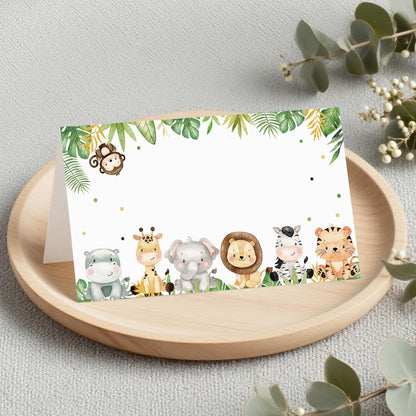 120 Pack Woodland Baby Shower Place Cards, 3.5" x 2" Foldable Table Tent Name Cards, Food Labels for Forest Animals Baby Shower Birthday Party Reception Tables Placement Party Decorations