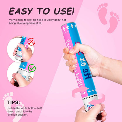 POPUPARTY Gender Reveal Confetti Cannon | No Powder Confetti Poppers | Ideal for Baby boy Gender Reveal Decoration (6 blue)