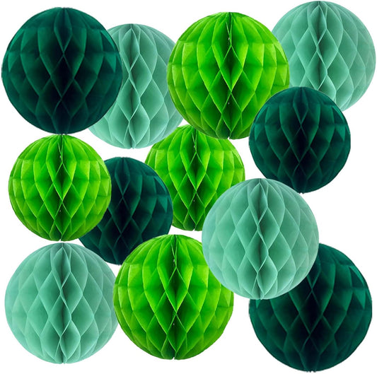 Rainbow Paper Honeycomb Balls,6 and 10 inch Hanging Tissue Pompoms,12 Pack Party Decorations