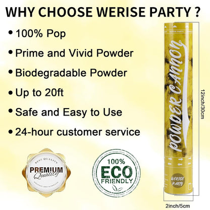 Red Powder Cannon Poppers, WERISE Party Biodegradable Smoke Poppers Cannon 12 Inch Powder Poppers for Birthday Party Valentines Day and Graduation 2 Pack