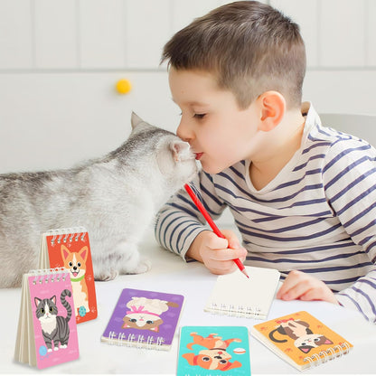 MARFOREVER 24 Pack Mini Animal Notepads Cat Dog Themed Party Favors Cat Dog Mini Spiral Notepads Pet Kitty Gifts for Birthday Teacher Students Reward School Classroom Supplies Goodie Bags Stuffers