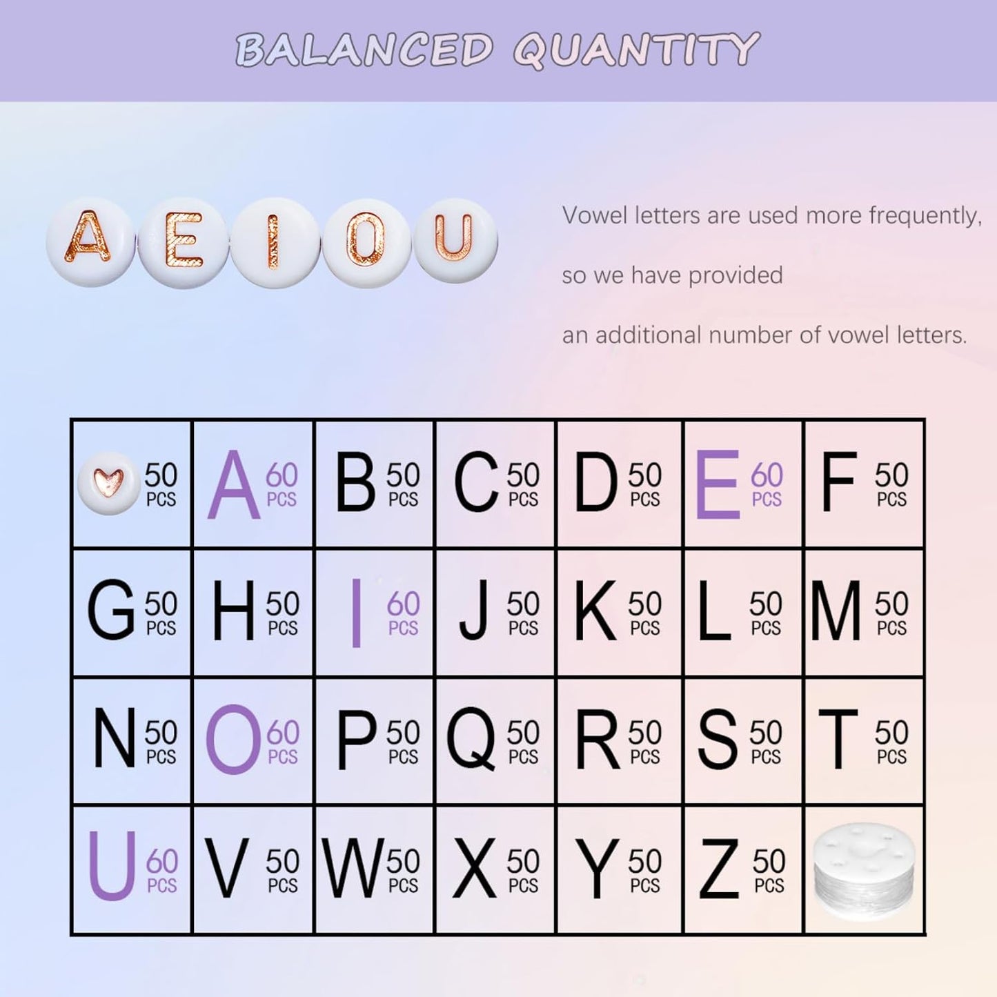 Amaney 1400pcs Glow Letter Beads, Heart Beads Whit Elastic Beading Cord,4x7mm Round Acrylic Alphabet Beads for Friend Bracelet Jewelry Making