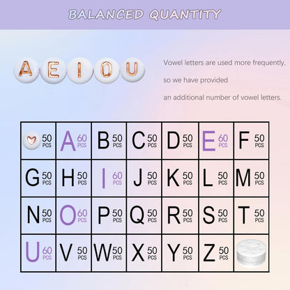 Amaney 1400pcs Glow Letter Beads, Heart Beads Whit Elastic Beading Cord,4x7mm Round Acrylic Alphabet Beads for Friend Bracelet Jewelry Making