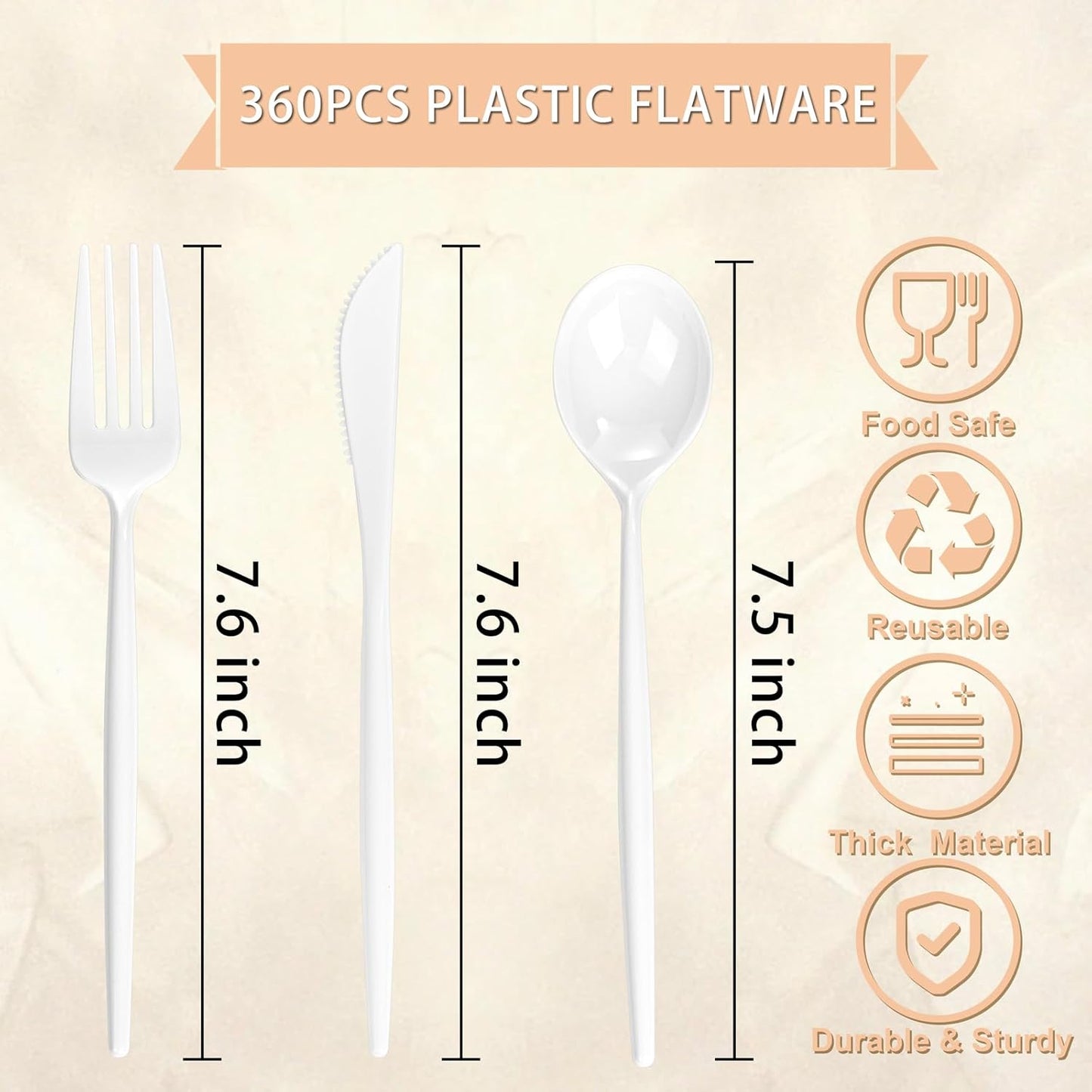 Supernal 180pcs Black Plastic Silverware Set - Heavy Duty Disposable Utensils (60 Forks, 60 Knives, 60 Spoons) - Elegant Black Cutlery for Parties, Weddings & BBQ