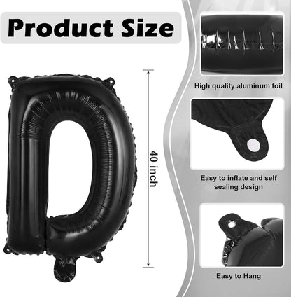 Black Letter A Balloons, 40 Inch Large Foil Letter Balloons, Custom Phrase Balloon for Birthday Party Wedding Anniversary Decoration (Black A)
