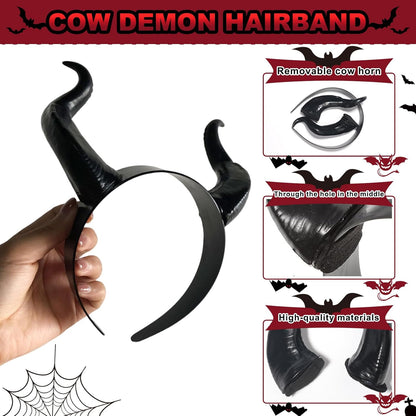 Devil Horns Headbands Halloween Headband Black Demon Horns Hairband for Women Men Halloween Party Costume Cosplay