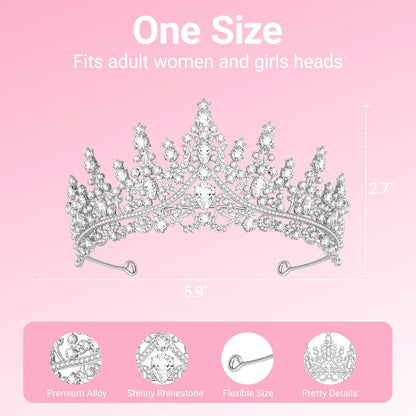 Tiara Crown for Women, Headband Hair Accessories for Birthday Wedding Party Costume Pink