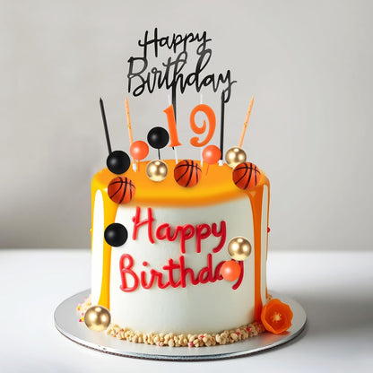 Yerliker 34 Pcs Happy Birthday Cake Toppers Decorations Birthday Candles DIY Cake Decor for Men Women Wedding Anniversary(Gold)