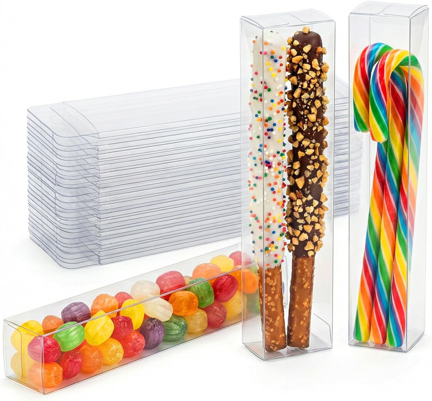 VGOODALL 100 Pcs Clear Favor Boxes, 2x2x2 Inch Small Transparent Cube Gift Boxes for Candy, Macarons, Jewelry, Wedding, Birthday, Baby Shower Party Favors