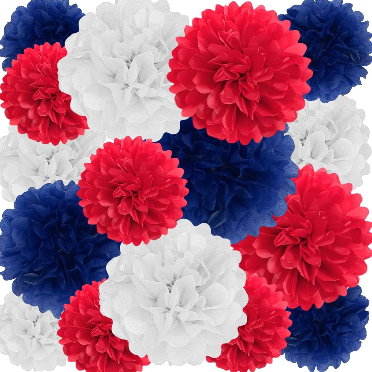 18 PCS Tissue Paper Pom Poms, Tissue Pom Poms Flowers, Sizes of 6", 10", 12", 14" Hanging Paper Flower Ball for Wedding, Birthday, Halloween, Christmas, Baby Shower Party Decor (Red Black Gold)