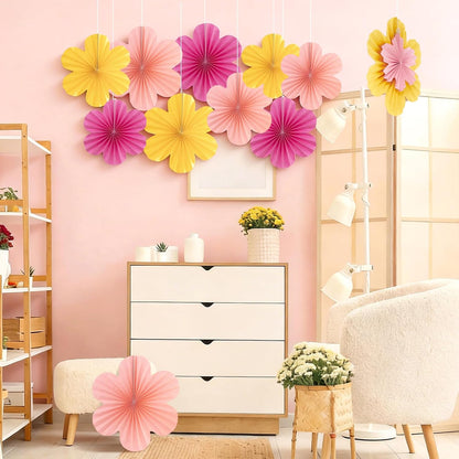 Easy Joy Paper Leaves Decorations for Wall Paper Fans Classroom Decoration Leaves Backdrop Decor Wall Decor,Set of 9