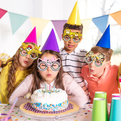 12Pcs Pokemon Themed Party Set: Decorative Glasses (Cosplay Style) - Ideal for Cartoon Themed Birthday Parties & Party Gifts