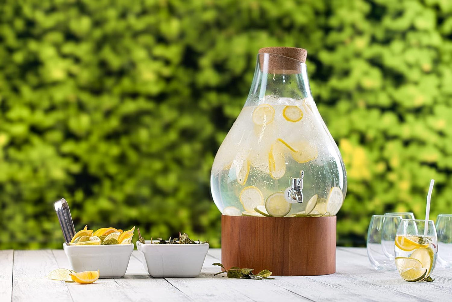 1.5 Gallon Glass Drink Dispenser for Parties 3 PACK Beverage Dispensers with Stand, Glass Water Jug Dispenser, with 18/8 Stainless Steel Spigot, Great for Party, Wedding, Picnic, BBQ Wicker Design