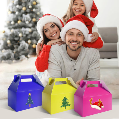 XAGLVV 24 Pack White Paper Gable Boxes,6.2 Inch Candy Boxes with Handle, Snack Party Favor& Gift Cookie bags for kids Birthday,Wedding, Baby Shower, Graduation.
