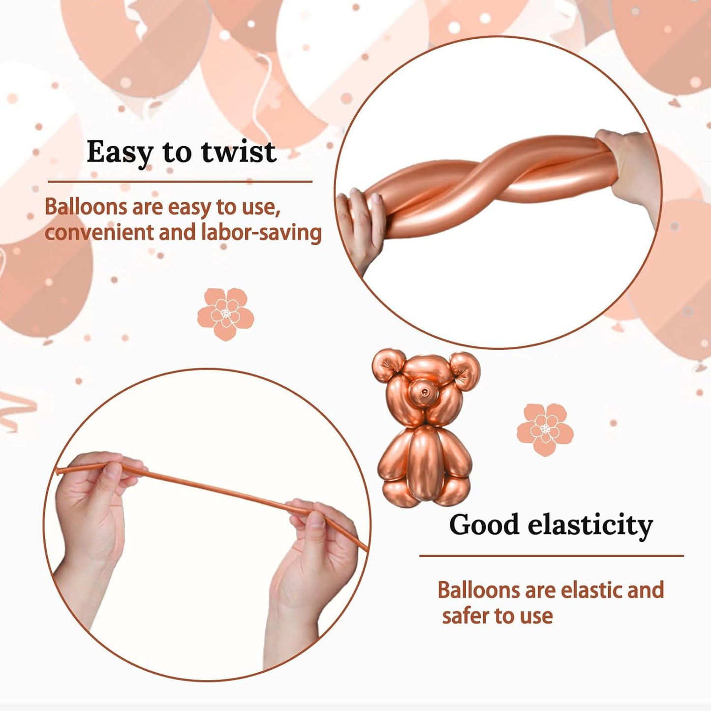 260 Clear Long Balloons for Animals, Thickening Skinny Latex Twisting for Arch Modeling Magic Clown Birthday Wedding Party Decorations 100pcs
